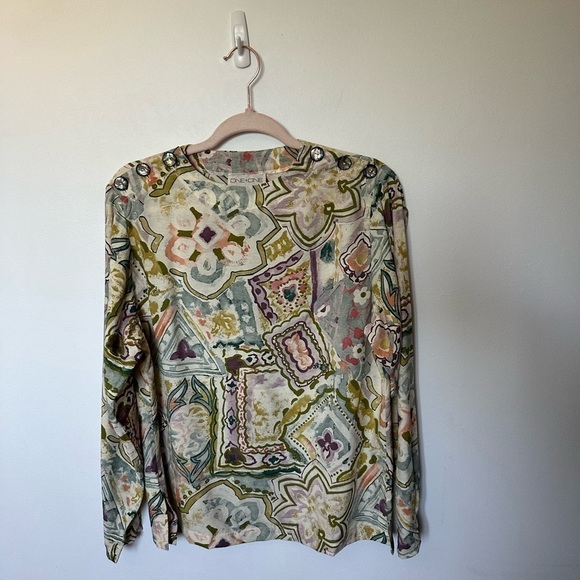 Vintage Top Floral Paisley Design Hippie Boho Festival Multicoloured Long Sleeve - Picture 3 of 14